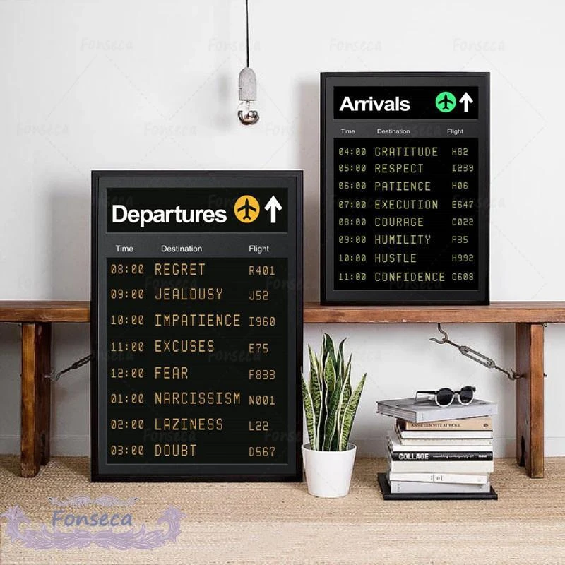 Nordic Departures and Arrivals Poster and Print Creative Minimalist Motivational Wall Art Canvas Painting Aesthetic Room Decor
