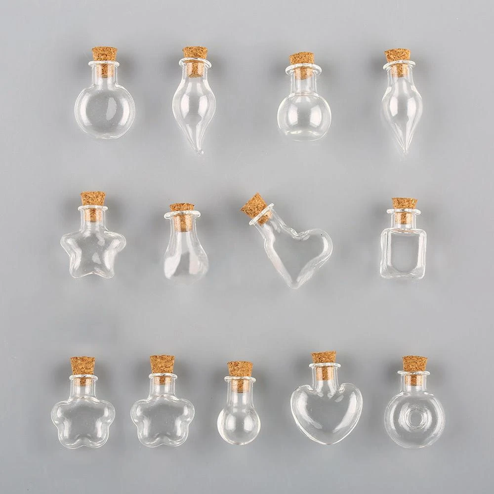 5Pcs Cork Stopper Mini Empty Glass Bottle Tiny Glass Jars With Cork Decorative Wish Glass Jars Wedding Holiday Small Containers