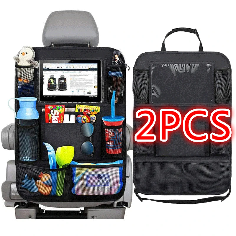 1pc/ 2pcs Car Seat Back Organizer 9 Storage Pockets with Touch Screen Tablet Holder Protector for Kids Children Car Accessories