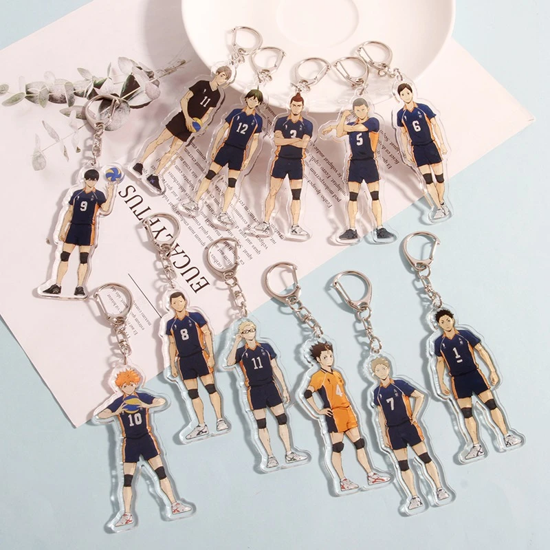Anime Volleyball Boy Keychain Haikyuu Kageyama Hinata Kenma Kozume Acrylic Figure Keychain Decor Bag Pendant Collection Cartoon