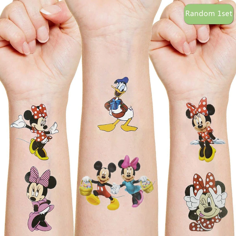 Disney Mickey Minnie mouse Originales Tattoo Sticker Random 1PCS Action Figure classic Cartoon Kid Girls Christmas Birthday Gift