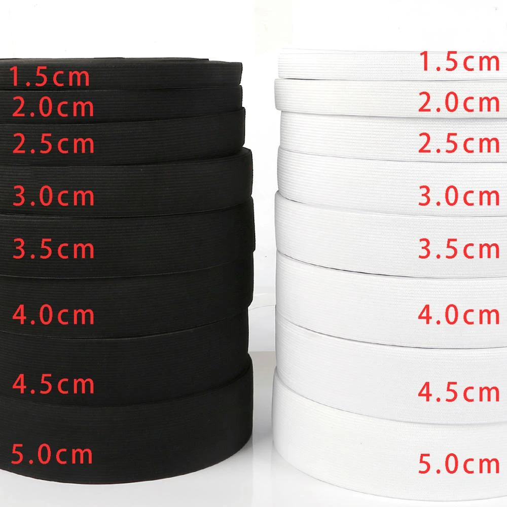 5yards 0.6-5cm White Black Elastic Band Spandex Belt Trim Sewing/Rubber Ribbon Clothes Flex Nylon Cord for Shorts Skirt Trouse