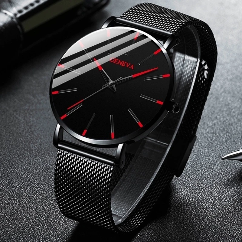 reloj hombre 2021 Watch Men Minimalist Ultra Thin Watches Men's Fashion Stainless Steel Mesh Belt Quartz Watch relogio masculino
