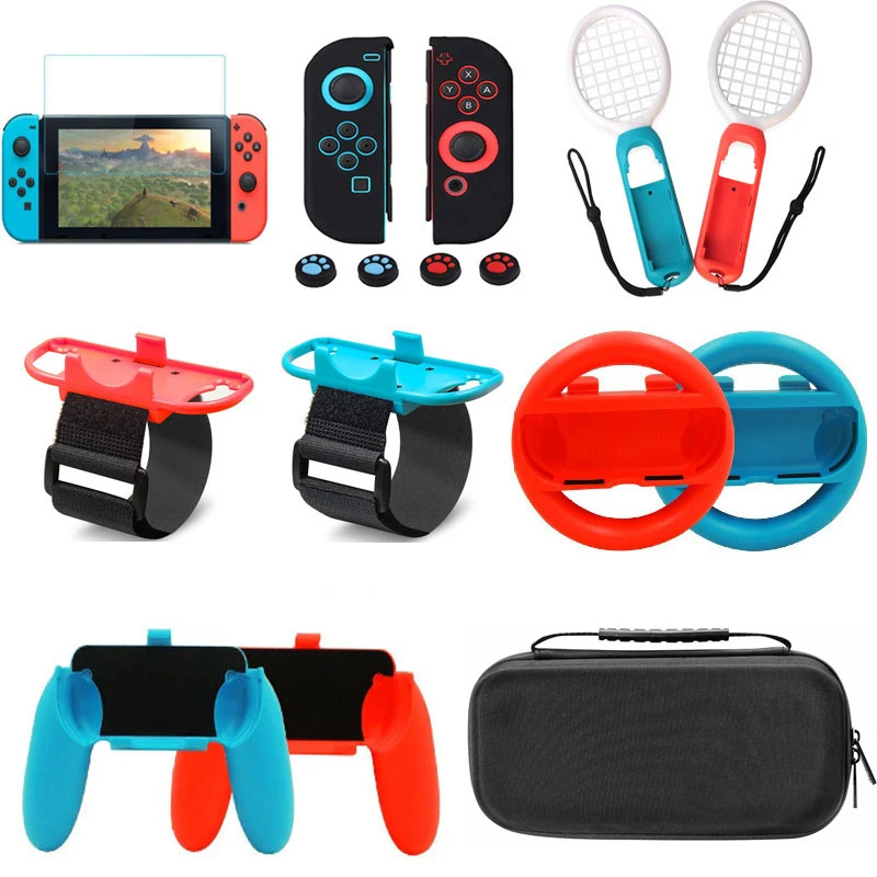 Nintend Switch Accessories Steering Wheel Handle Grips Bag Case Tennis Racket Holder Charger for Nintendo Switch NS Joy-con