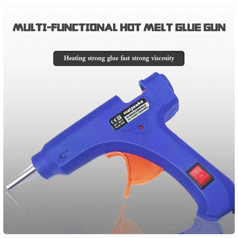 20W Mini Hot Melt Glue Gun, Multifunctional Household High Viscosity Powerful Electric Heating Temperature Tool, with 7*100MM Gl