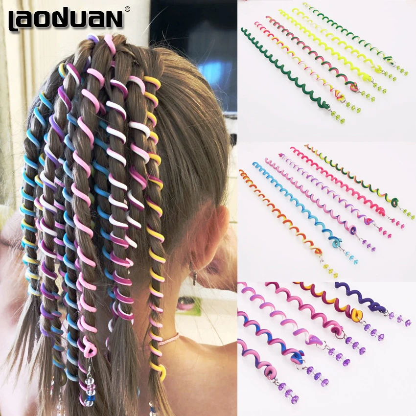 6PCS/lot Rainbow Color Headband Cute Girls Hair Band Crystal Long Elastic Hair Bands Headwear Hair Accessories Random Color