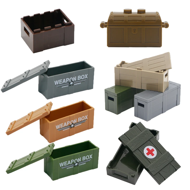 Compatible Weapon Box Mlitary Base Building Blocks Army Soldier Pack Case Chest WAT Team MOC Accessories Brick Toys For Children