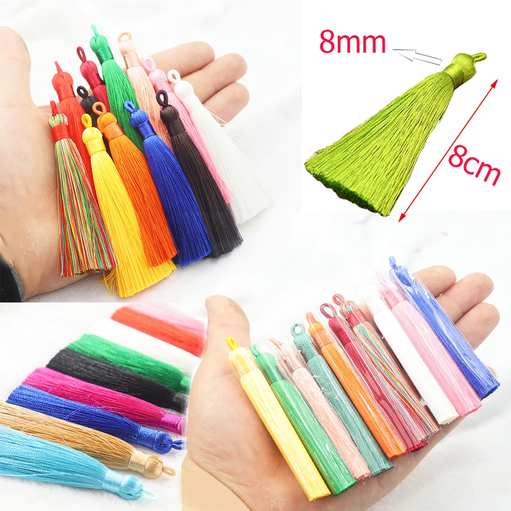 10/20pcs 28 Color Mix 8 cm Colorful Cotton Silk Tassel Brush Charm Handmade Crafts  Sati Tassel Pendant DIY Supplies for jewelry