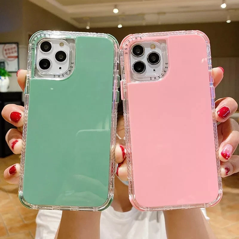 Dual Layer Shockproof Bumper Candy Color Phone Case For iPhone 13 12Pro 12Mini 11 11Pro Max XR X Max 7 8 Plus SE 2020 Back Cover