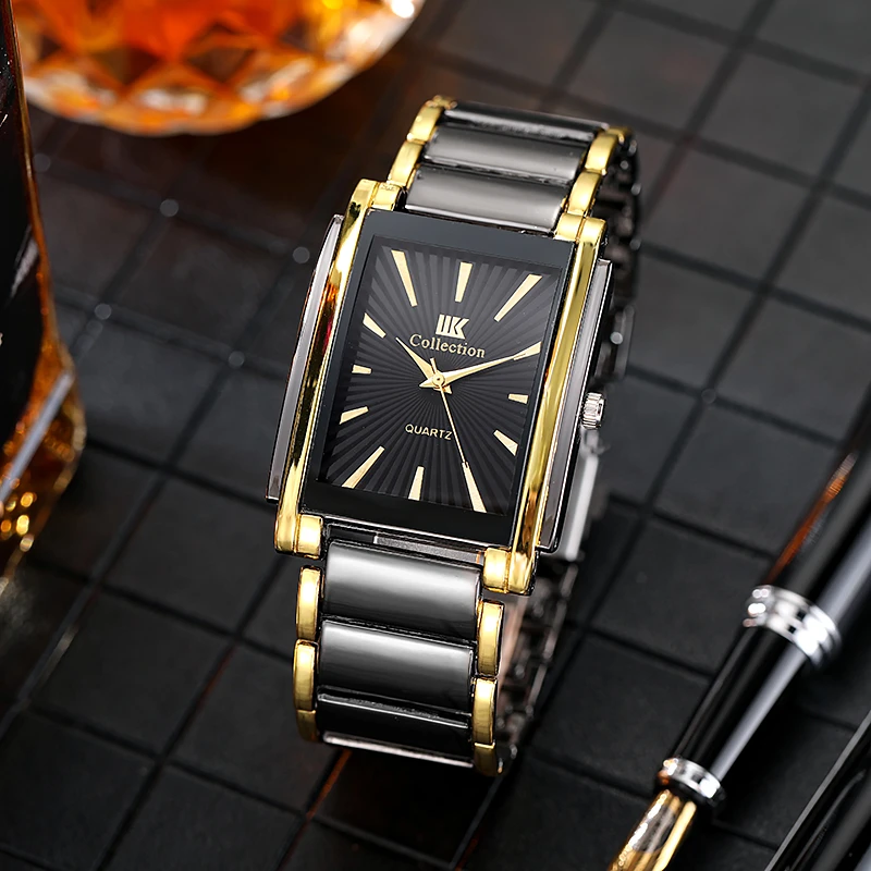 Fashion Stainless Steel Watches Men's 2021 New Top Brand Luxury Rectangle Quartz Clock Male Business Dress Wristwatch Relogio