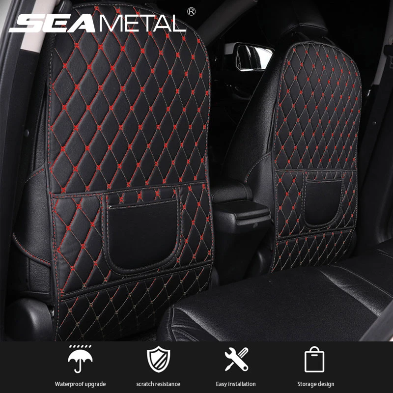 Car Seat Back Anti Kick Pad Leather Interior Auto Anti Scratch Protector Covers Seat-Back Protective Pads Waterproof Accessory