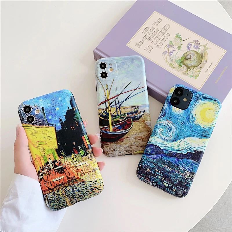 Van Gogh oil painting phone cases for iPhone 12 Pro MAX case abstract art back cover for Iphone 11 12 13 XS X XR 8 7 Plus coque