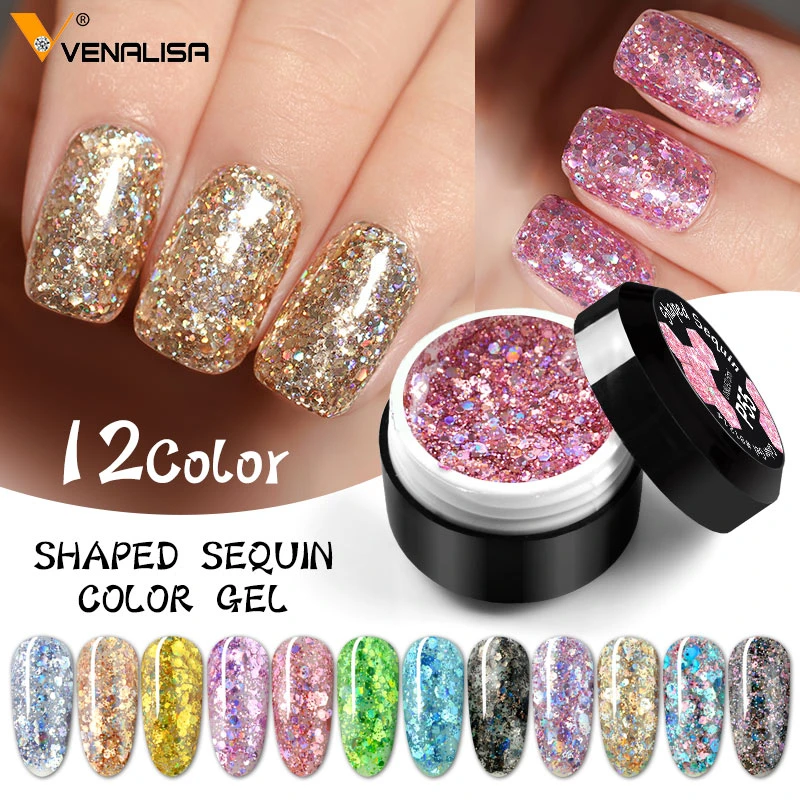 5ml Diamond Glitter Painting Gel Semi Permanent Soak Off UV Led Nail Gel Lacquer Shiny Sequins Decorations Gel Nail Varnish