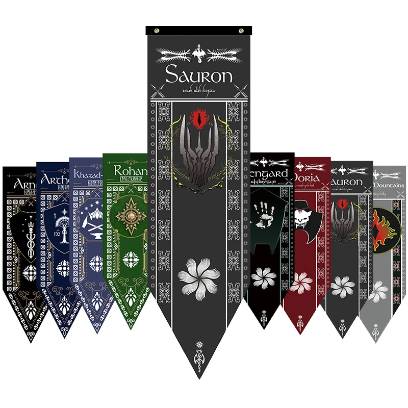 Home Decor Sauron Dark Lord Tower LORs Prequel Flags Arnor Rohan Arthedain Durin Saruman Orcs Flag Banners Decoration Valance
