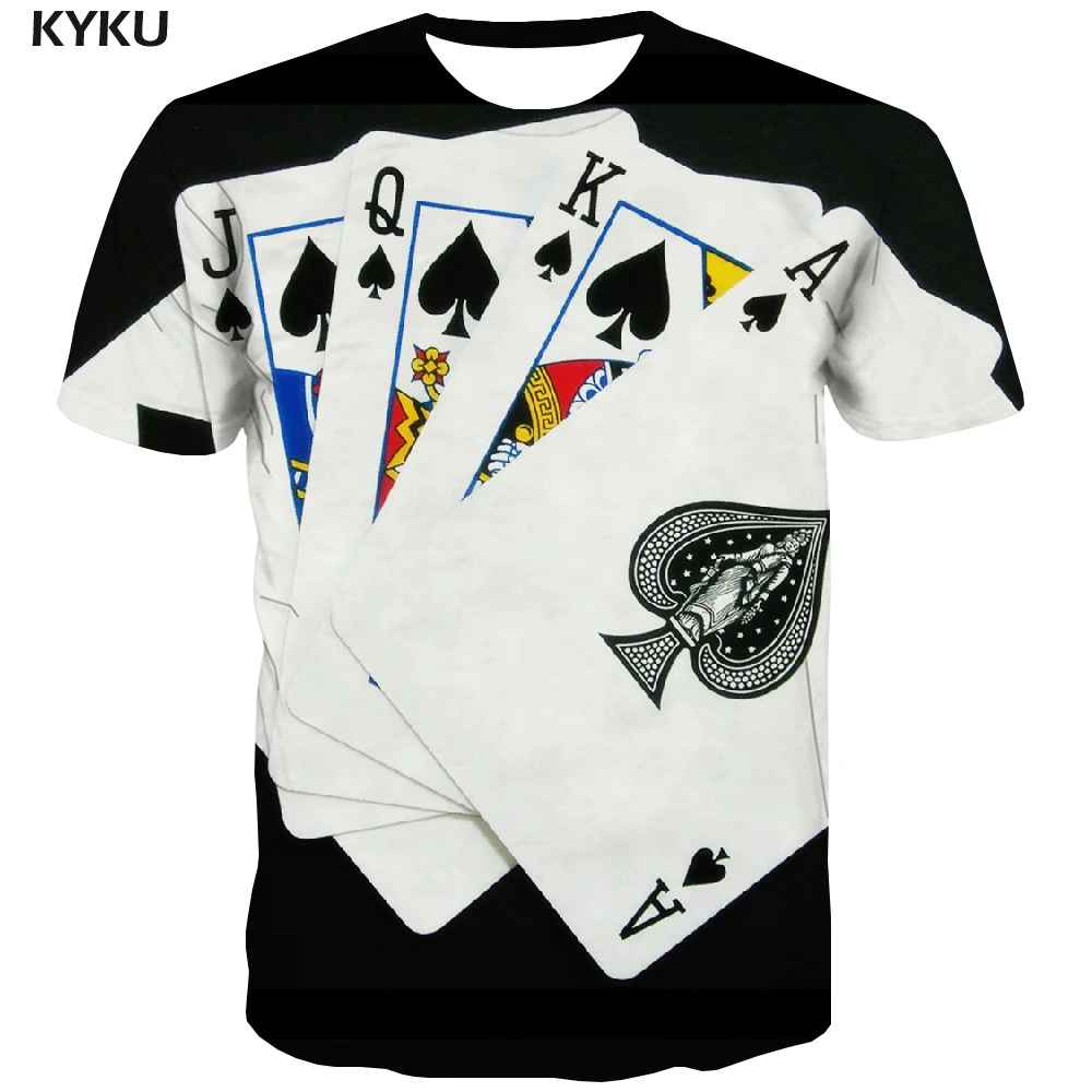 3d Tshirt Playing Cards T-shirt Men Black Shirt Print Novel Anime Clothes Harajuku Tshirt Printed Short Sleeve Hip hop Fashion