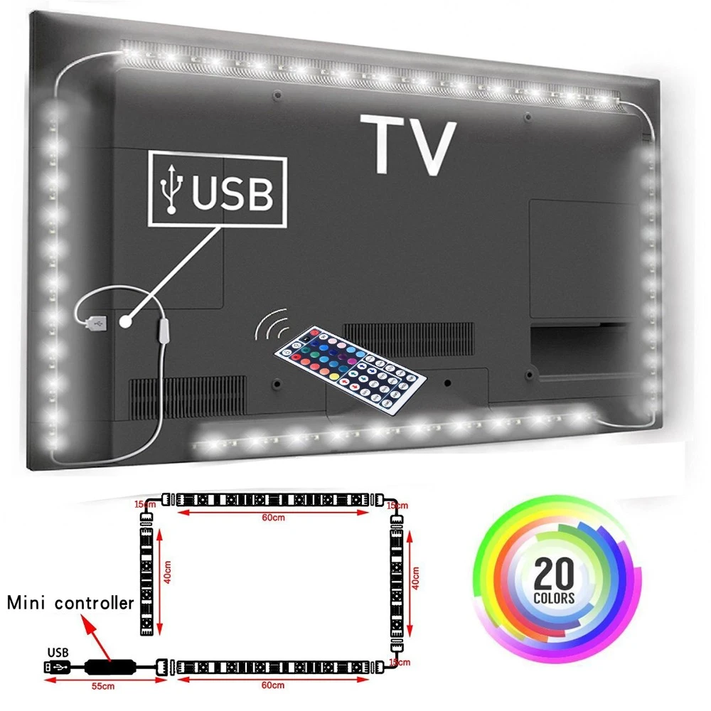 LED Strip ,Bluetooth APP Control, Backlight for TV,5V Strip USB Bluetooth RGB Tape Lamp For TV Background Decoration