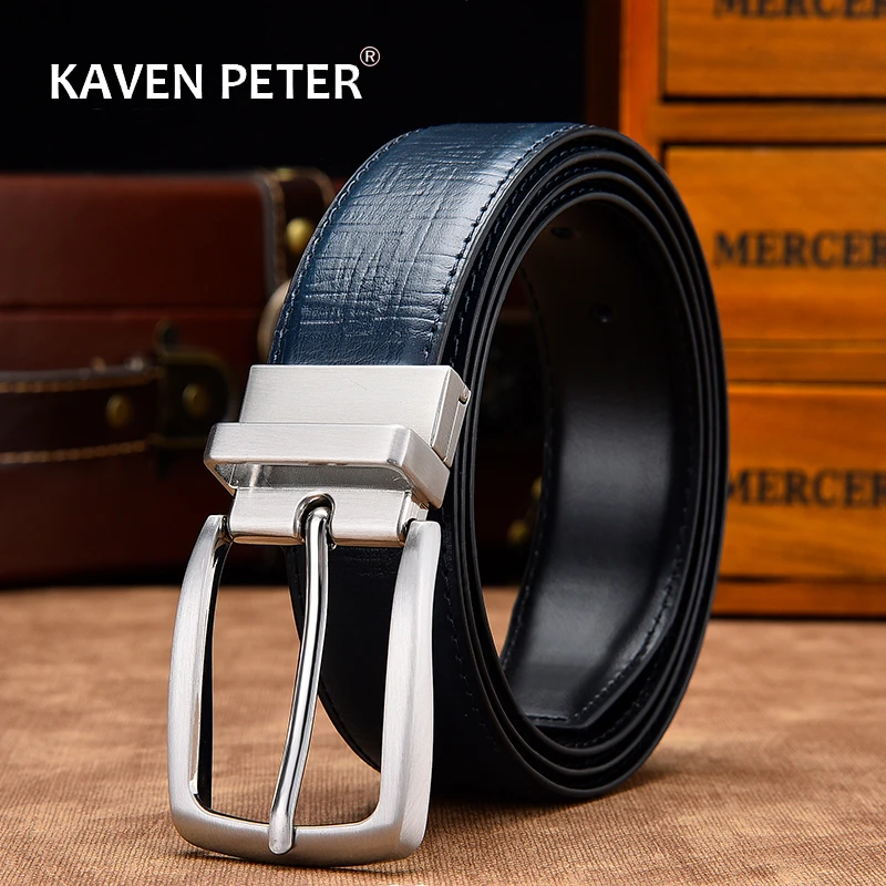 Reversible Belts For Men Genuine Leather For Male High Quality Formal Belt Black Brown Navy Blue