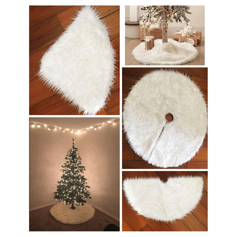Snow Plush Christmas Tree Skirt Fur Rugs Xmas Christmas Decorations for Home New Year's Decor 2022 Festival Garland Ornament
