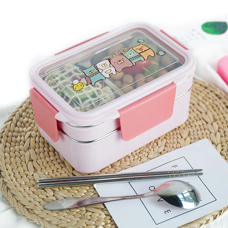 TUUTH Cartoon Lunch Box  Stainless Steel Double Layer Food Container Portable for Kids Kids Picnic School Bento Box