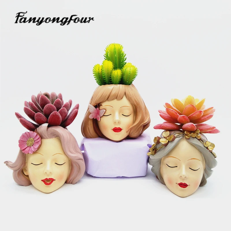 Butterfly girl head silicone mold diy handmade concrete resin plaster chocolate candle mold