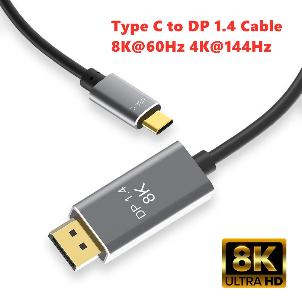 USB C to DP1.4 PD charging Cable converter 2 modes available Expand Monitor 8K@60Hz 4K@144Hz for Display port 1.4 Mac Pro Laptop
