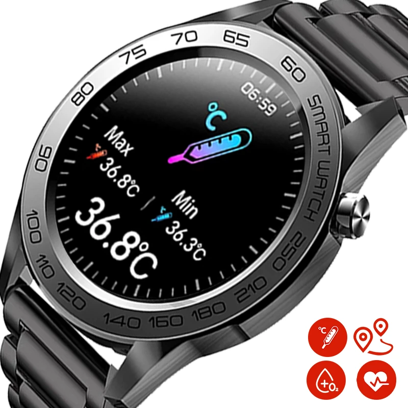 Smart Watch Men GPS Track Recording Sport Fitness Tracker Full Touch Temperature Monitor Heart Rate Smartwatch For Huawei Xiaomi