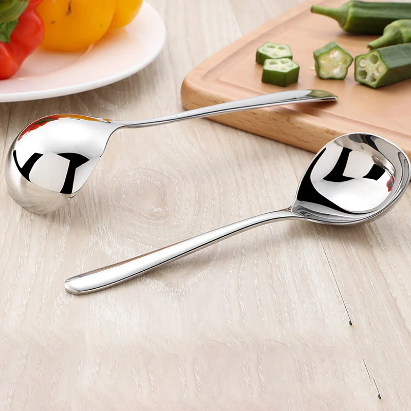 Korean Stainless Steel Thickening Spoon Creative Long Handle Hotel Hot Pot Spoon  Soup Ladle Home Kitchen Essential Tools