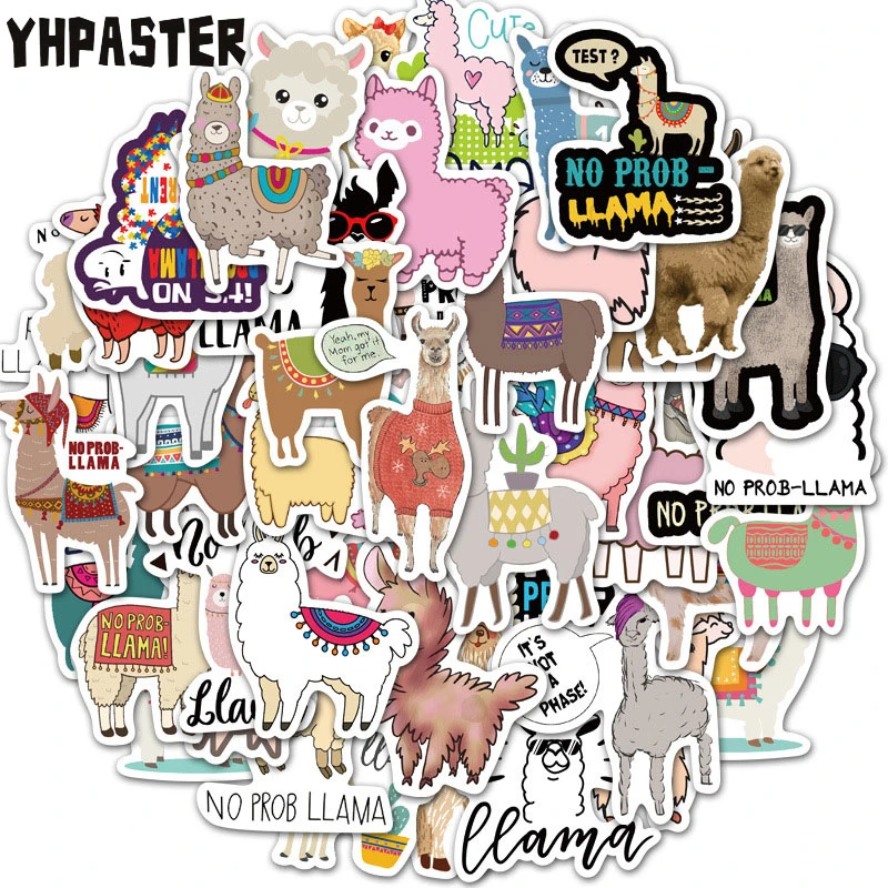 10/30/50Pcs Cartonn Cute Llama Alpaca Animal Stickers For Laptop Luggage Motorcycle Phone Skateboard Toys Car Diary Pegatinas