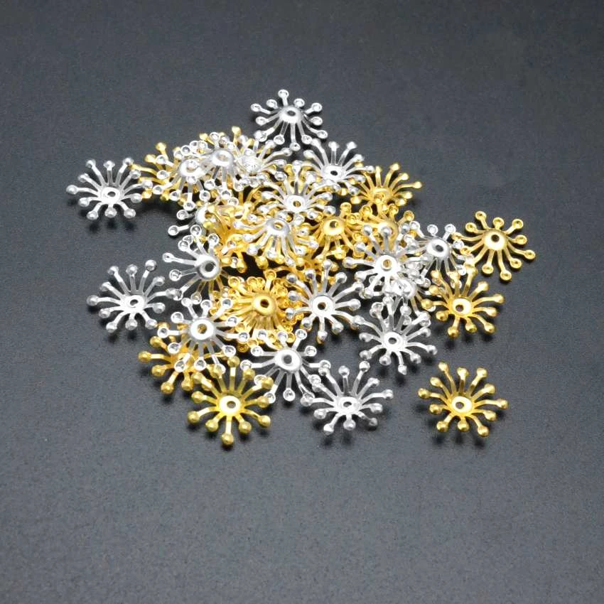 Free shipping 100Pcs  Gold Silver Mixed Filigree Flower Wraps Connectors Embellishments Gift Decoration DIY Findings 15x13mm