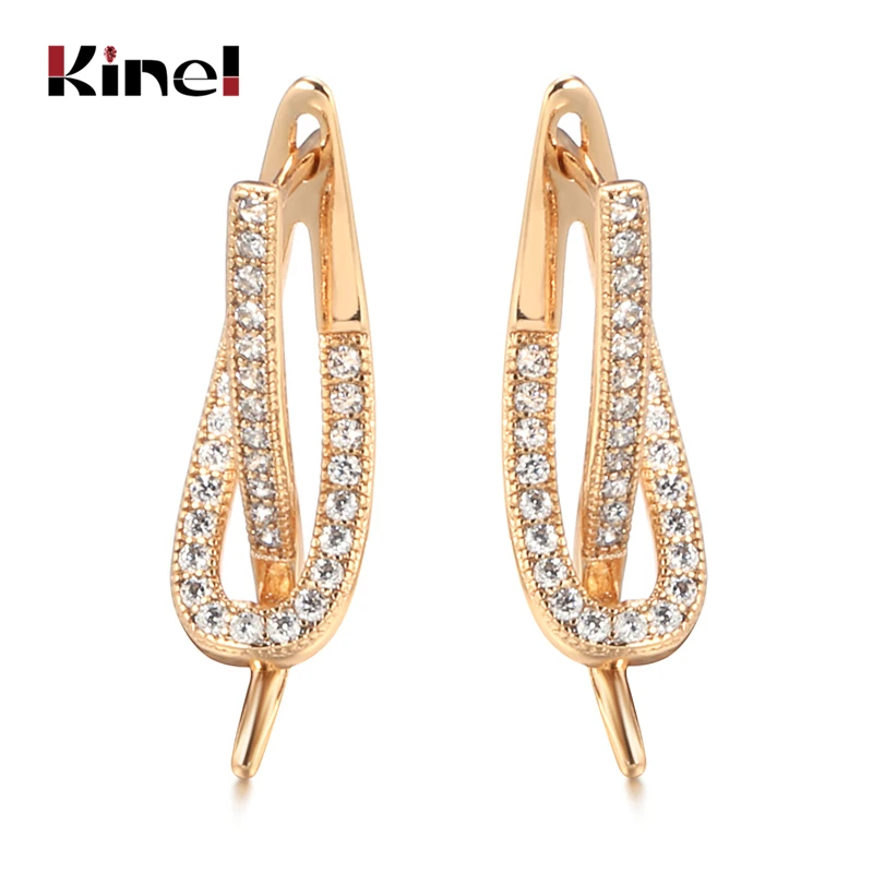 Kinel New Design Natural Zircon Stud Earrings 585 Rose Gold Romantic Engagement Gift Fine Fashion Jewelry Women Earrings