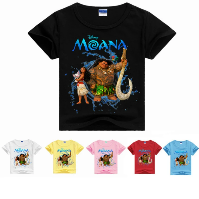 New Summer Children Short Sleeve T-Shirts Kids Boys Cotton Cartoon Moana Print Girls Tops Tees Tshirts Baby Boys Clothes Outfits