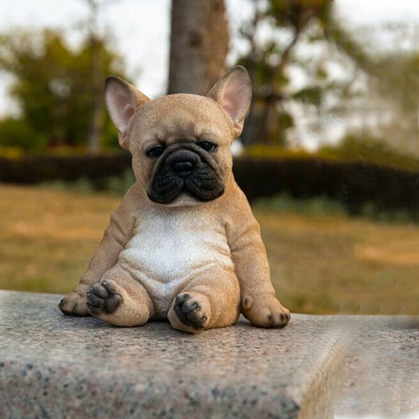 Sleepy French Bulldog Puppy Statue Resin Lawn Sculpture Super Cute Garden Yard Decor MUMR999