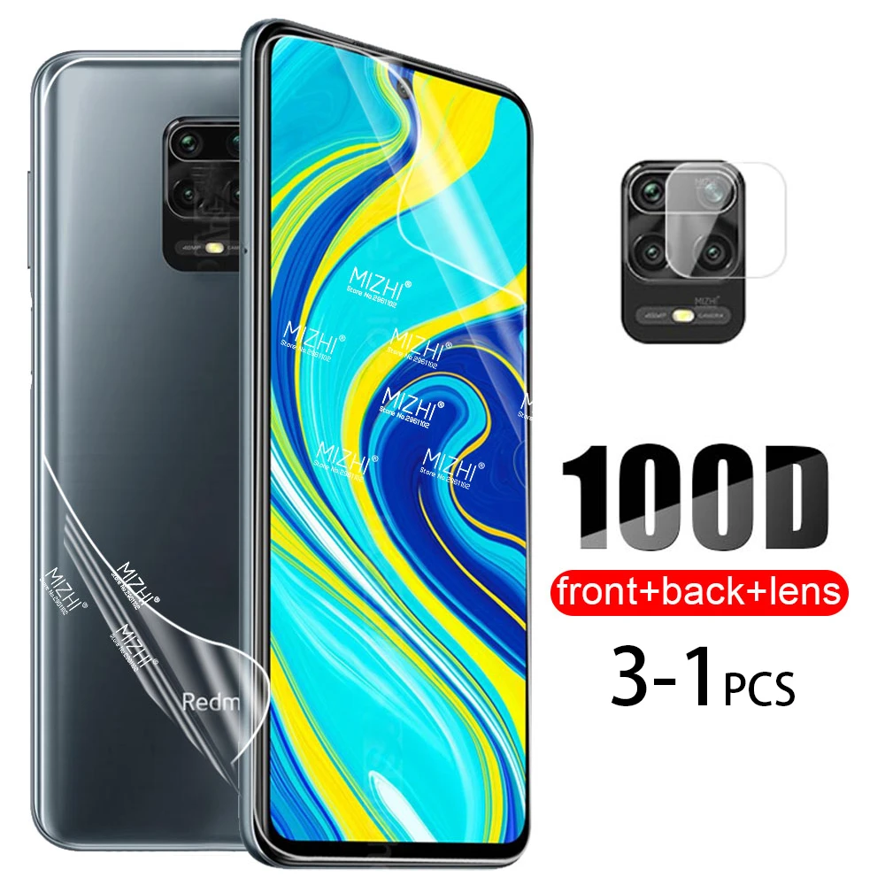 100D Hydrogel Soft Film For Xiaomi Redmi Note 9s 10 8 9 Pro 8T Poco x3 F3 M3 Pro Note10 Note9S Back Screen Protector Lens Glass