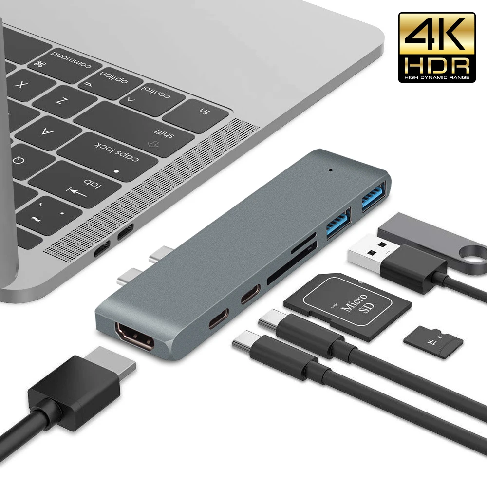 USB 3.1 Type-C Hub To HDMI Adapter 4K Thunderbolt 3 USB C Hub with Hub 3.0 TF SD Reader Slot PD for MacBook Pro Air 2020 M1 Chip