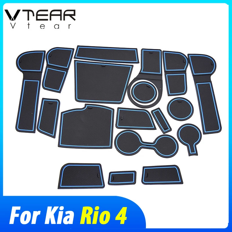 Vtear For Kia Rio 4 X Line Gate slot mat anti slip Anti-Slip Door Groove pad Interior decoration car-styling acccessories 2017