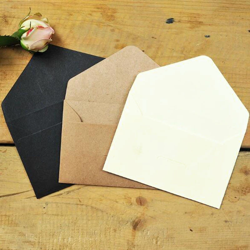 50pcs/lot Black White Craft Paper Envelopes Vintage European Style Envelope For Card Scrapbooking Gift