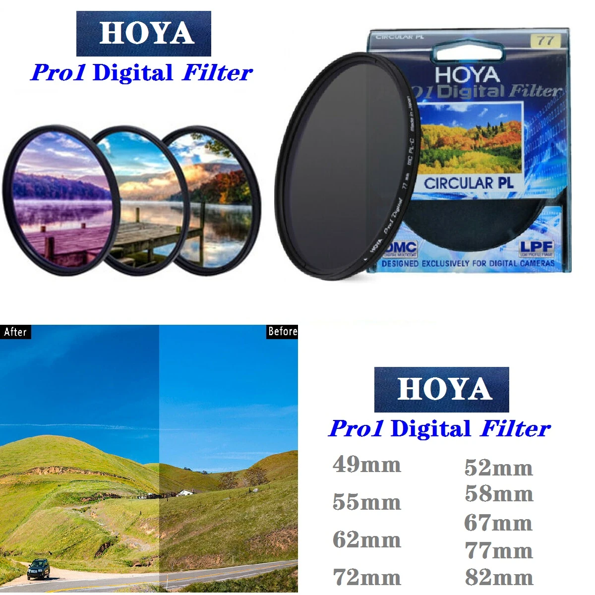 HOYA CPL 49 52 55 58 62 67 72 77 82mm Pro1 Digital CPL CIRCULAR Polarizer Camera Lens Filter for SLR Camera