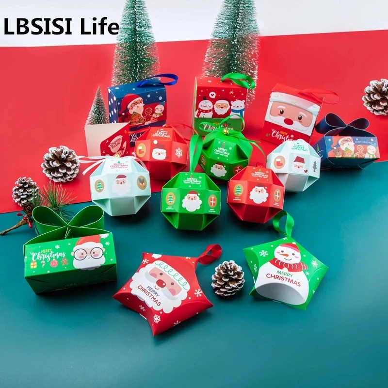 LBSISI Life 20pcs/Lot Christmas Candy Chocolate Paper Boxes New Years Party Child Gift Packing Christmas Tree Pendant Decoration