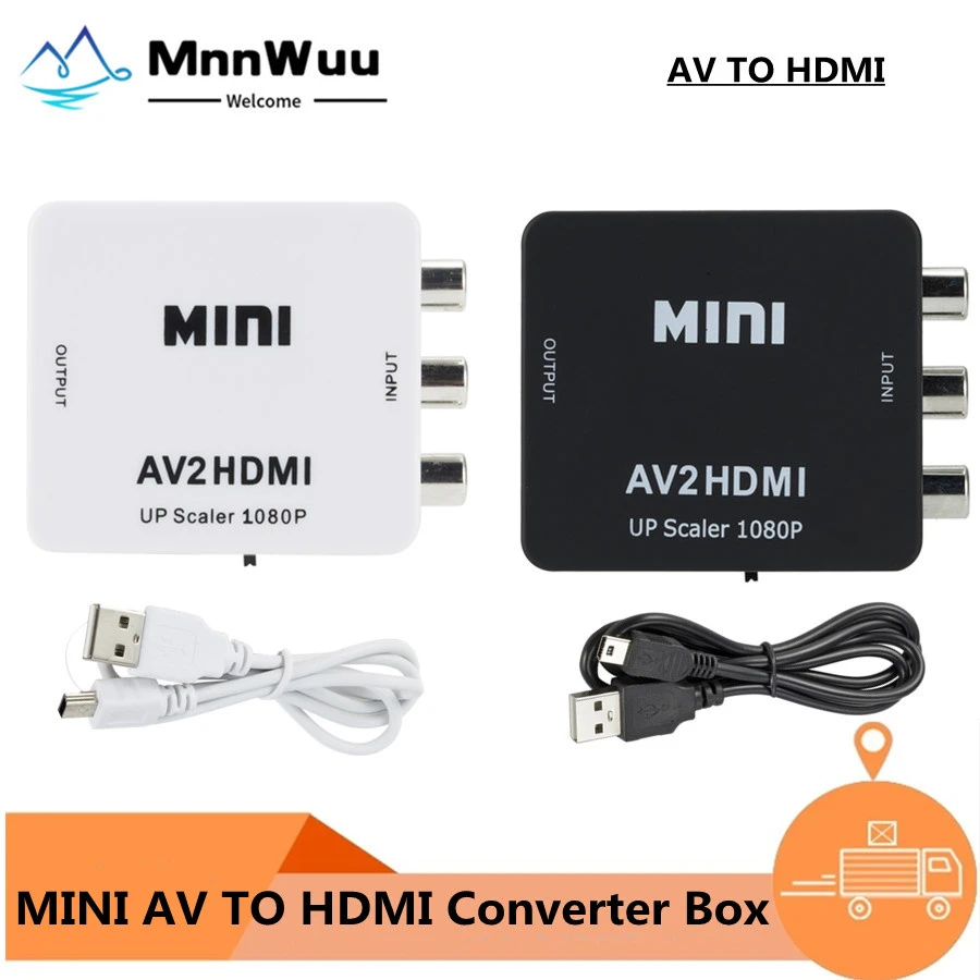 Full HD AV TO HDMI-compatible Converter Female To Female RCA Adapter Composite CVBS To HDMI-compatible AV2HDMI Audio Converter