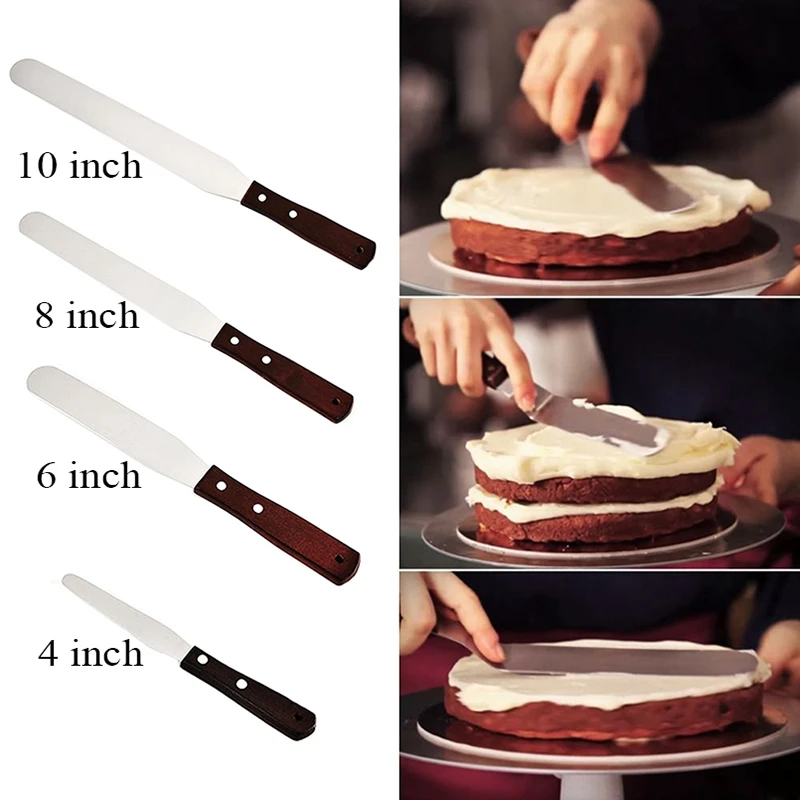 4/6/8/10 Inch Stainless Steel Spatula Butter Cream Icing Frosting Knife Smoother Pastry Cake Decoration Baking Kitchen Tools