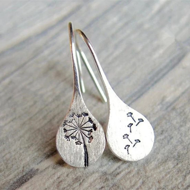 Simple Silver Color Dandelion Earrings For Women Engagement Wedding Jewelry Statement Earring Pendientes Bijoux