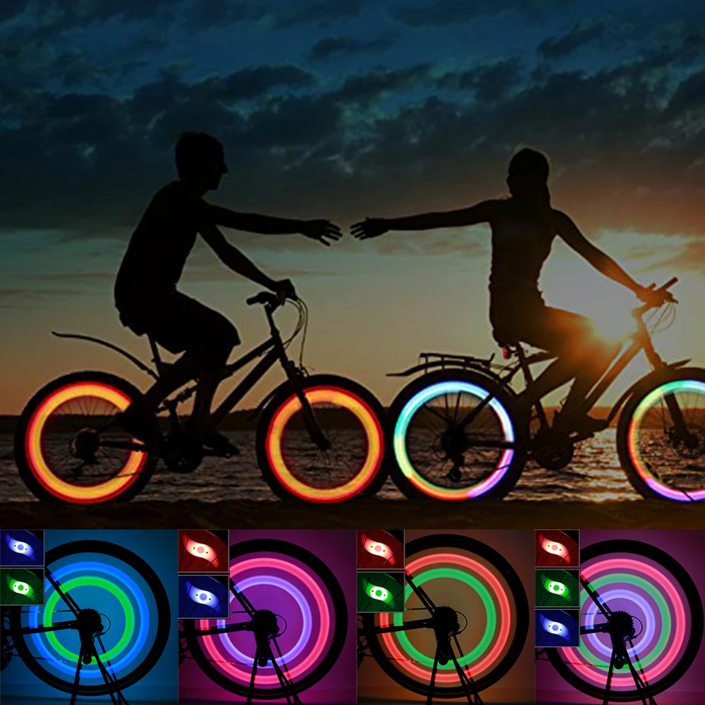 Bike Spoke Light Bicycle Cycling Spoke Wire Tyre Silicone LED Bicycle Cycling Wheel Wire Tyre Warning Glowing Lamp With battery