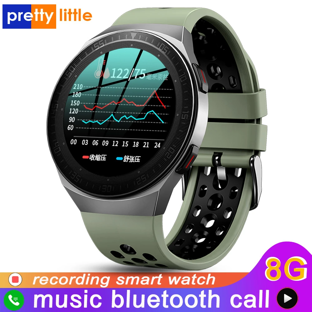 MT-3 8G Memory Music Smart Watch Men Bluetooth Call Full Touch Screen Waterproof Smartwatch Recording Function Sports Bracelet