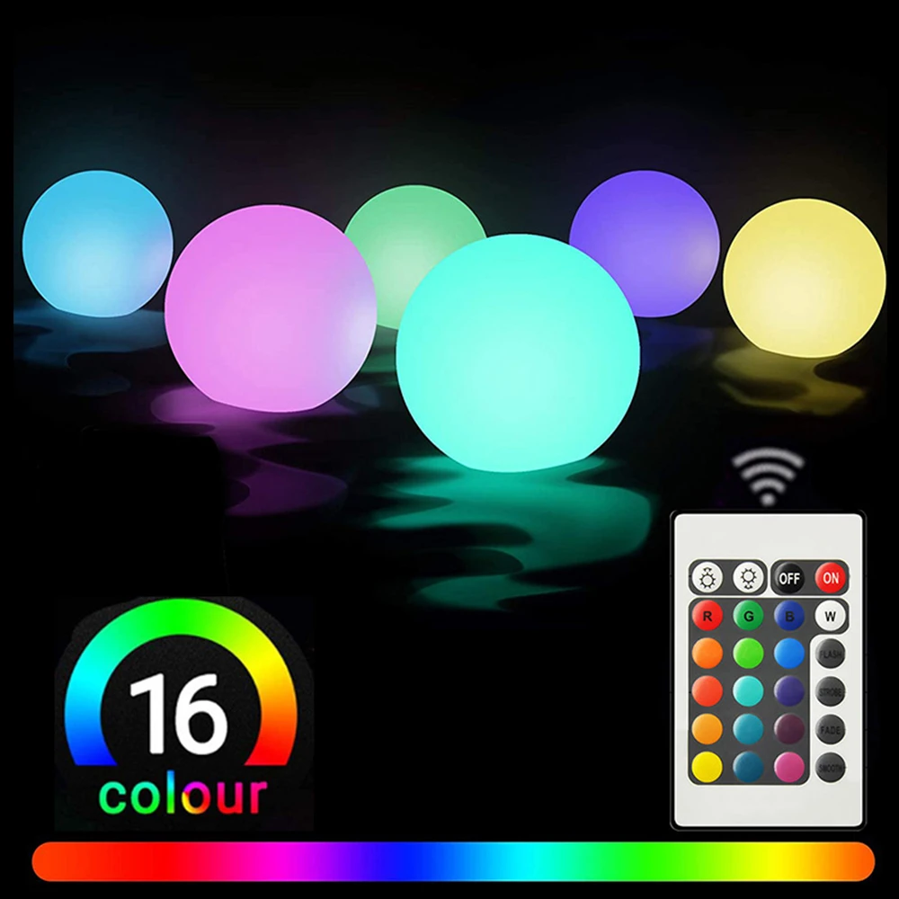 Floating Pool Lights RGB Color Changing LED Ball Lights IP67 Waterproof Replaceable Button Cell Hot Tub Night Lights Pool Toys