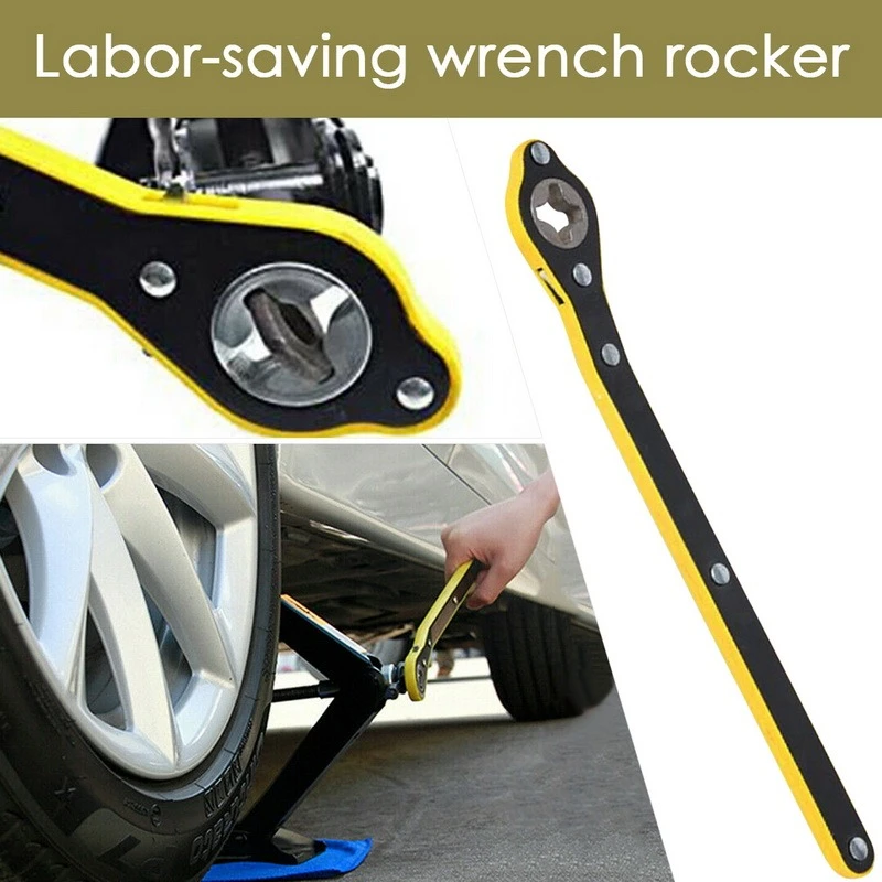 Auto Labor-Saving Jack Ratchet Wrench Scissor Jack Garage Tire Wheel Lug Wrench Handle Labor-Saving Wrench