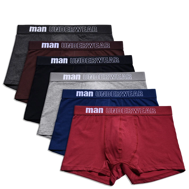 6pcs/lot boxer mens underwear men cotton underpants male pure men panties shorts underwear boxer shorts cotton solid cuecas