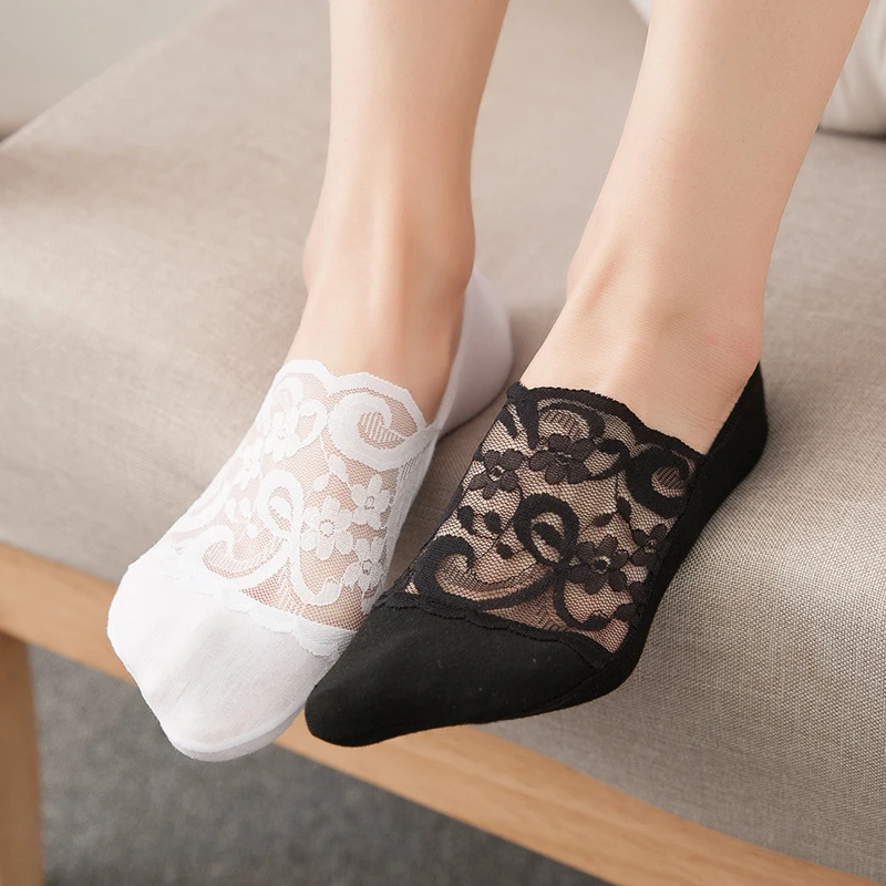 5 pair Summer women socks slippers non-slip breathable lace lace invisible socks sexy non-slip cool thin socks fashion socks