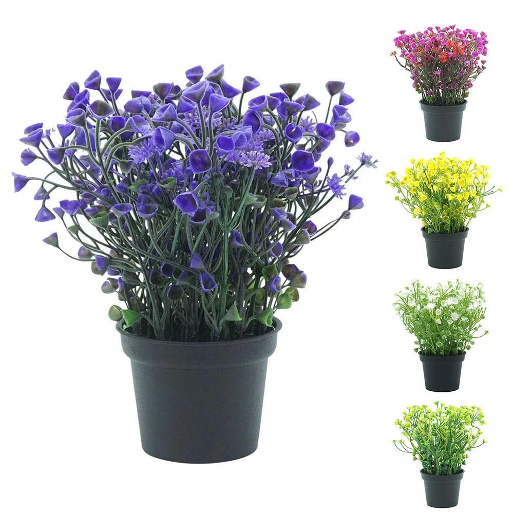 1Pc Potted Vivid Color Artificial Flower Bonsai Fake Green Plant For Performance Stage Home Garden Wedding Party Decor Wholesale