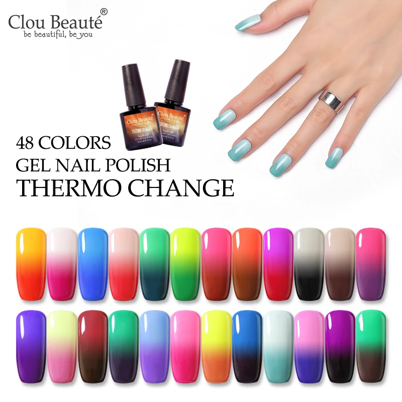 Clou Beaute Thermo Change Nail Gel Primer Gel Varnish Soak Off UV LED Gel Nail Polish 48 Colors esmaltes permanentes de uv y led