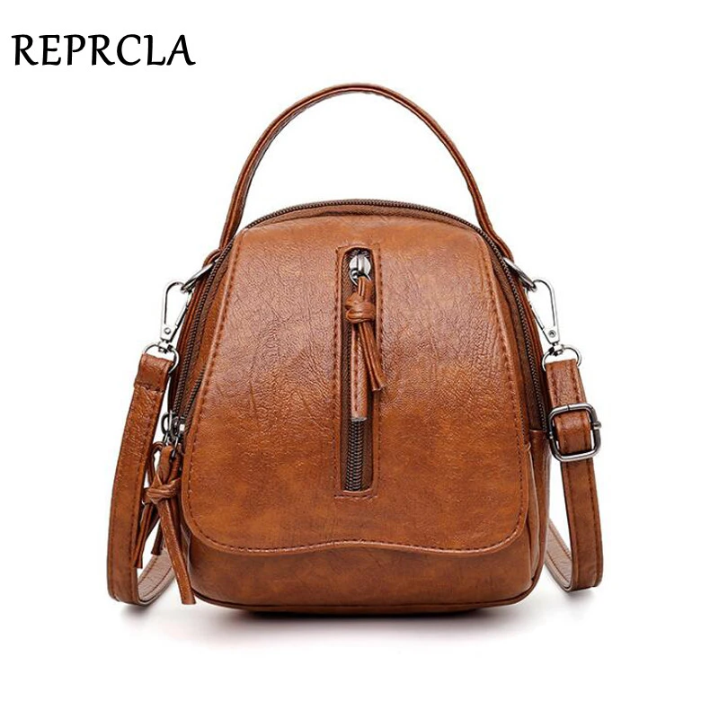 Vintage Soft Leather Shoulder Bags for Women Large Capacity Female Handbag Double Compartment Crossbody Bags Lady Small Tote